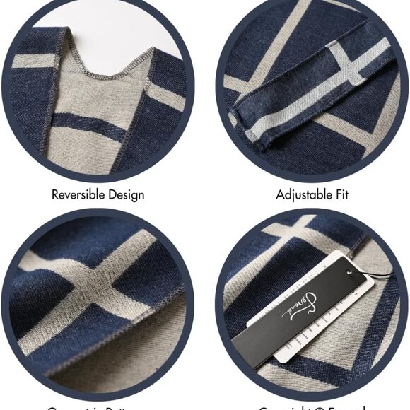 Women Shawl Wraps Soft Acrylic Blend Reversible Plaid Poncho Winter Gear - Picture 4 of 6